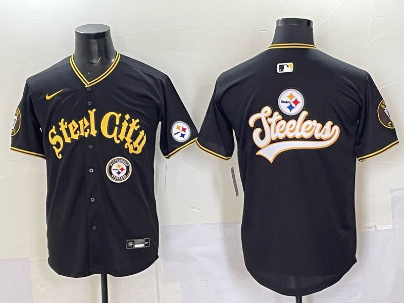 Men 2025 Nike Pittsburgh Steelers Blank Black Limited NFL Jersey style 0052->pittsburgh steelers->NFL Jersey